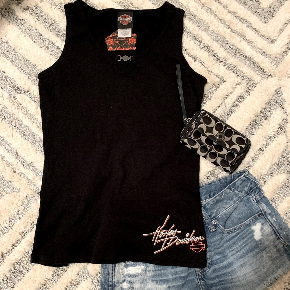 Embroidered Harley Davidson Tank Top